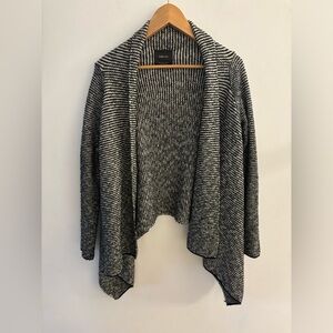 ZARA Knit Open Waterfall Cardigan Sweater, Tweed, Black & White, Size Small. EUC